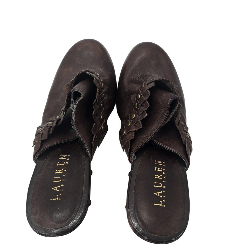 Lauren Ralph Lauren Brown Leather Mule Heels Womens Size 7.5 - Picture 7 of 10
